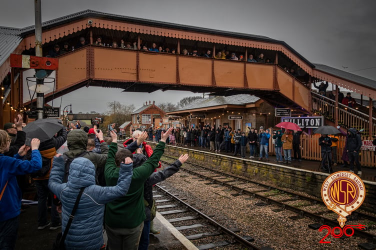 The crowd celebrating 200 years of railways at Williton