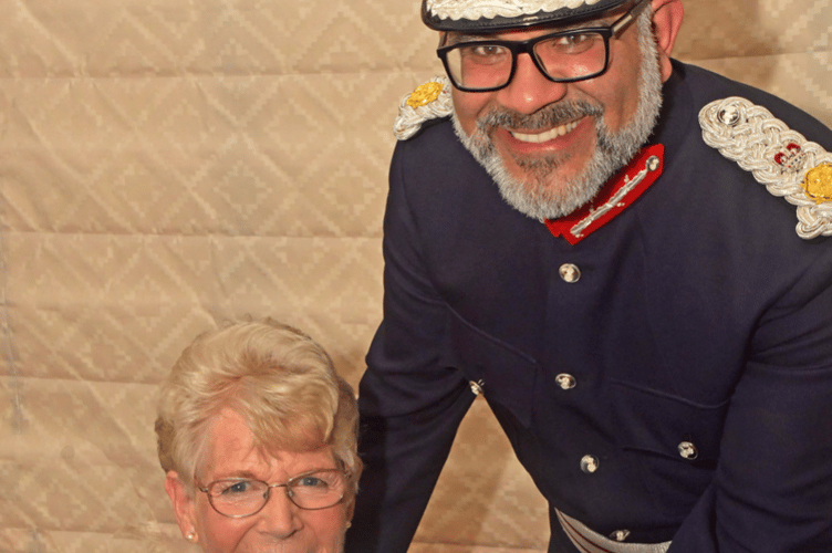 The Lord Lieutenant presents Sue Shapland with her BEM