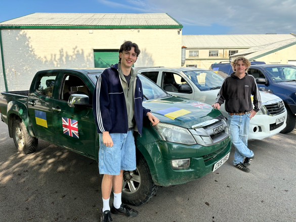 (left to right) Oscar and Freddie during their first trip to Lviv, Ukraine, delivering essential transport vehicles for frontline use