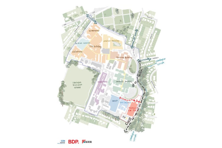 Proposed location of new multi storey car park At Musgrove Park Hospital in Taunton