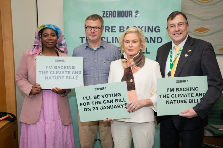 Rachel Gilmour MP with campaigner and activist Dominique Palmer, TV chef and campaigner Hugh Fearnley-Whittingstall, and fellow Liberal Democrat MP Martin Wrigley - CAN Bill, Zero Hour