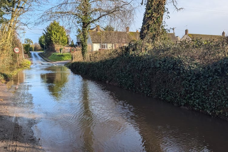 Flooded roads near Oake Manor Golf Course, Taunton.