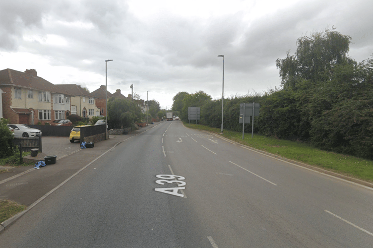 The A39 Quantock Road as seen from Bridgwater
