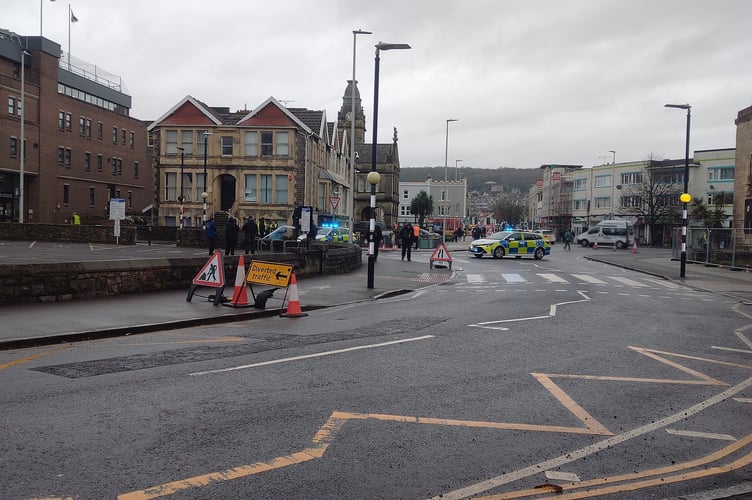 Suspected grenades which triggered an evacuation of Weston-super-Mare Town Hall have now been taken away by the bomb squad.