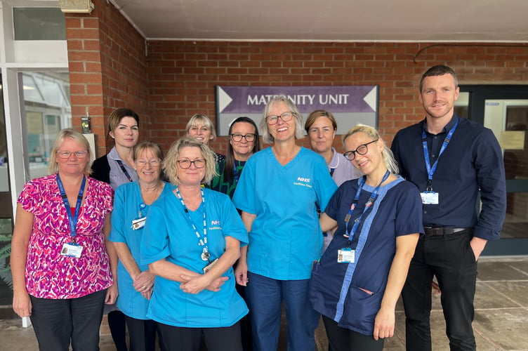 Various colleagues at Musgrove Park Hospital’s maternity unit with Sue Lee
