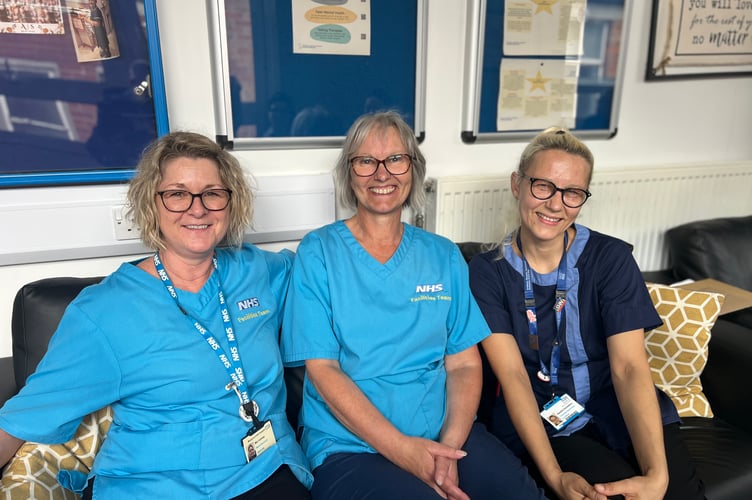 Pictured (left to right): Mel Holmes and Sue Lee – ward assistants, and Kamila Cieniewicz – cleaning team supervisor.