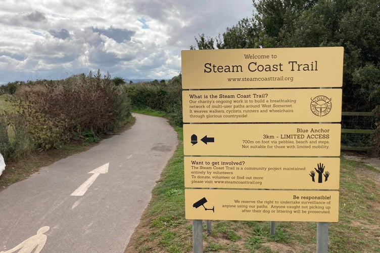 Entrance to the Steam Coast Trail from Dunster Beach car park